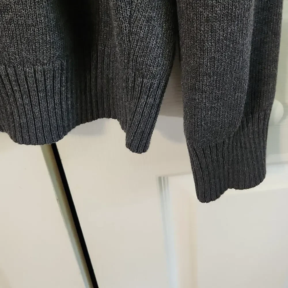 Dockers Men's Dark Gray 1/4 Zip Sweater Size LG 100% Cotton Coastal‎ Neutral
